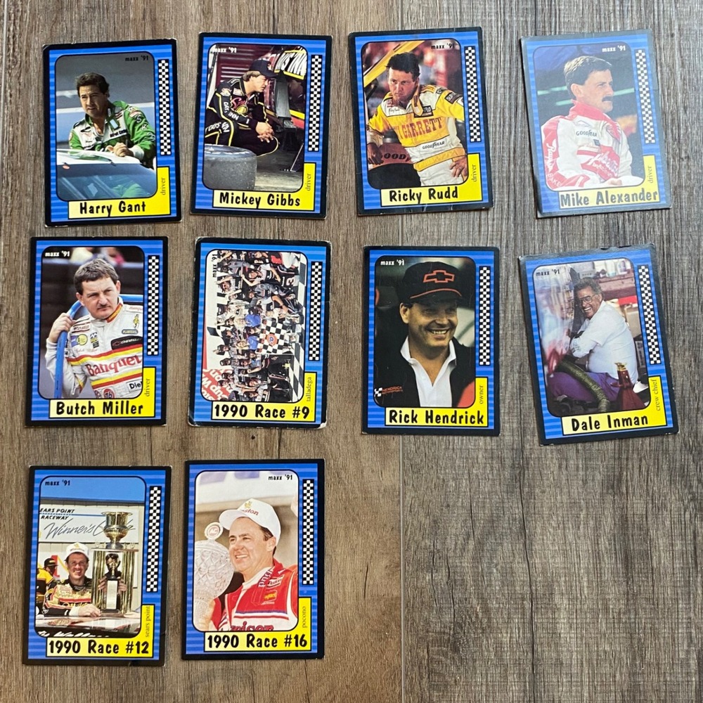 1991 Maxx Race Cards NASCAR Lot 10 Harry Gant Ricky Rudd Rick Hendrick Vintage